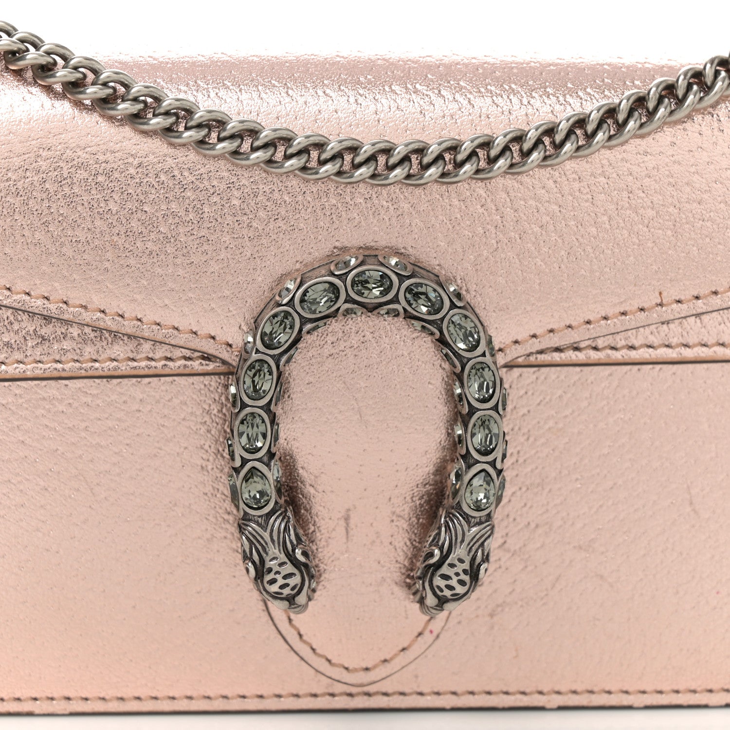 Gucci Metallic Calfskin Super Mini Dionysus Shoulder Bag Rose Gold 7 of 11
