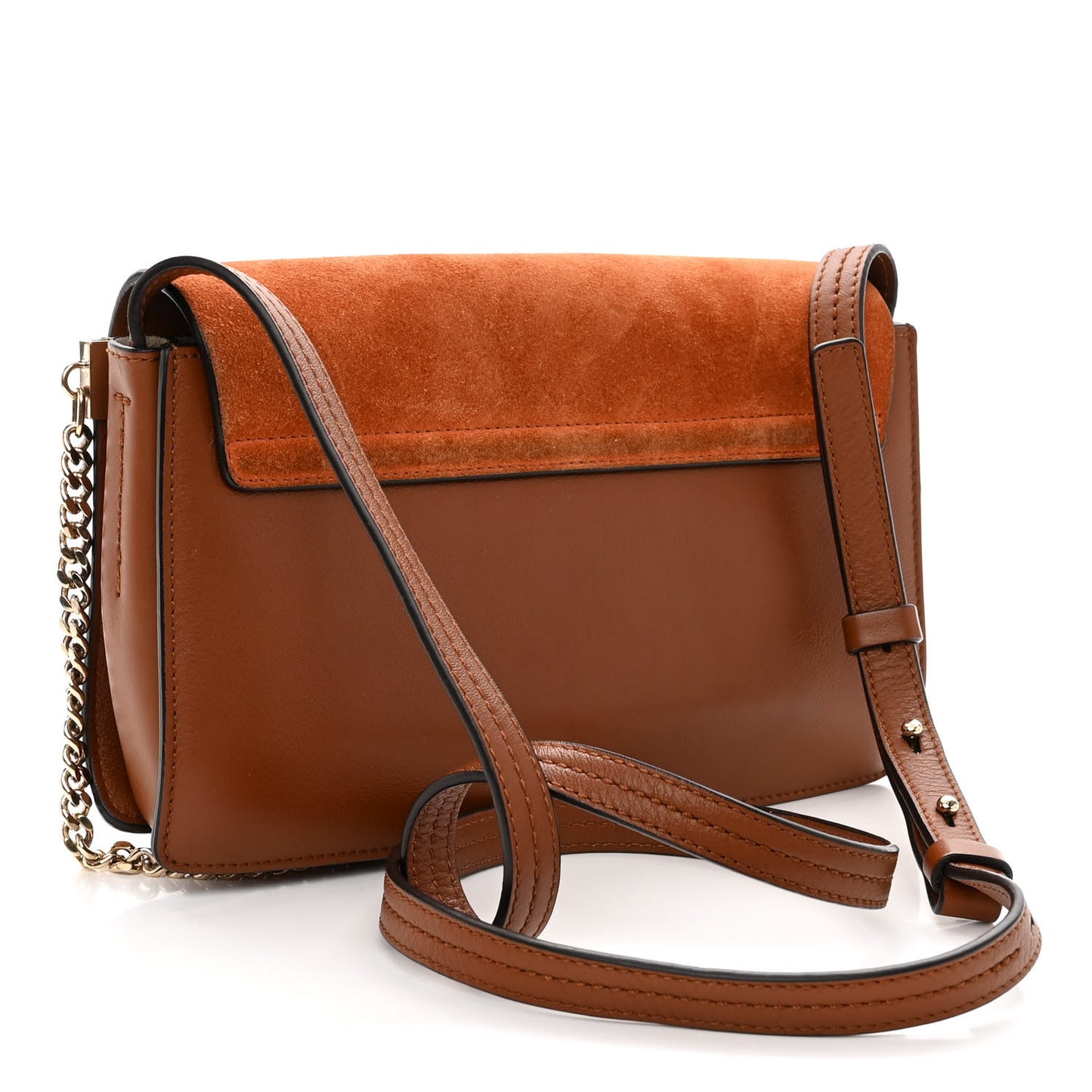 Suede Calfskin Small Faye Shoulder Bag Tobacco