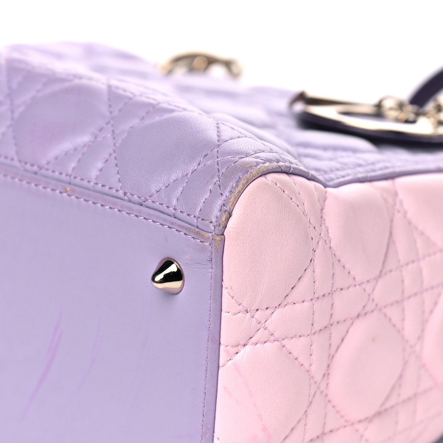 Lambskin Cannage Medium Tri-Color Lady Dior Purple Light Pink