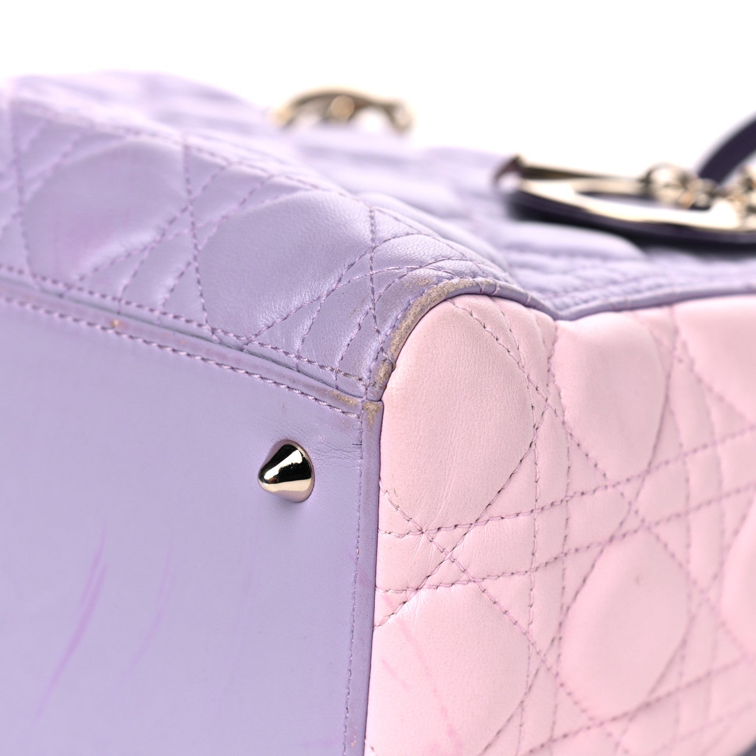 Christian Dior Lambskin Cannage Medium Tri-Color Lady Dior Purple Light Pink 6 of 14