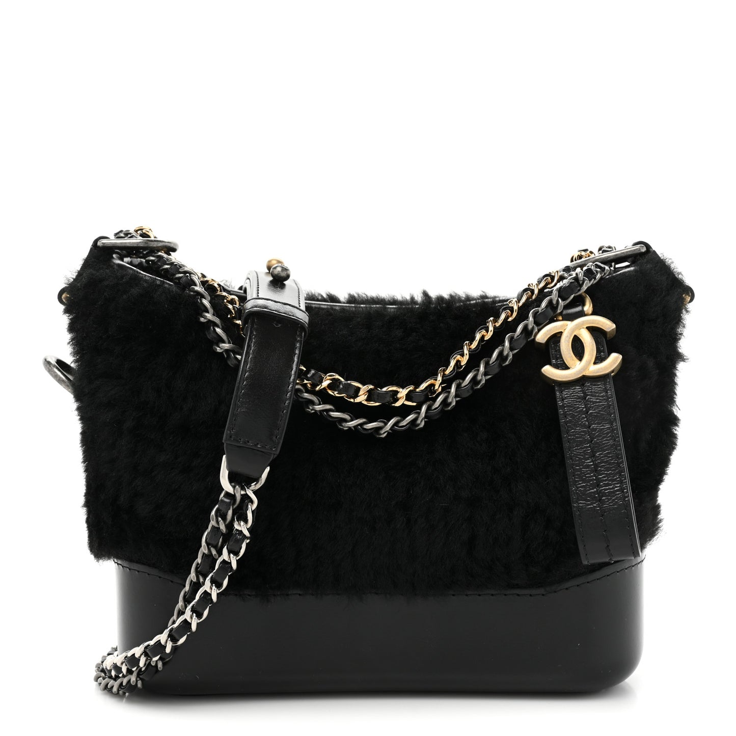 Shearling Small Gabrielle Hobo Black