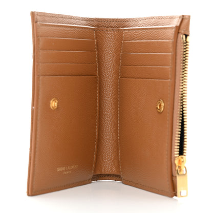 Saint Laurent Grain De Poudre Matelasse Chevron Monogram Zipped Card Case Natural Dark 5 of 7