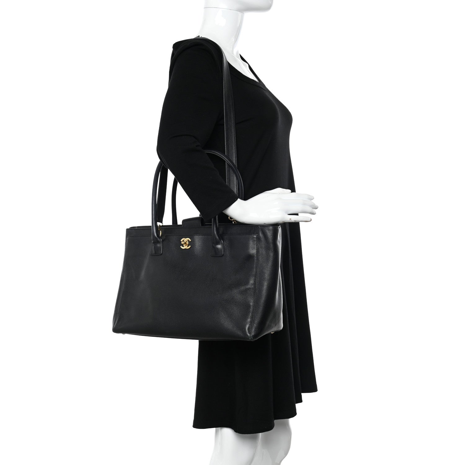 Chanel Calfskin Cerf Executive Shopper Tote Black 2 of 10