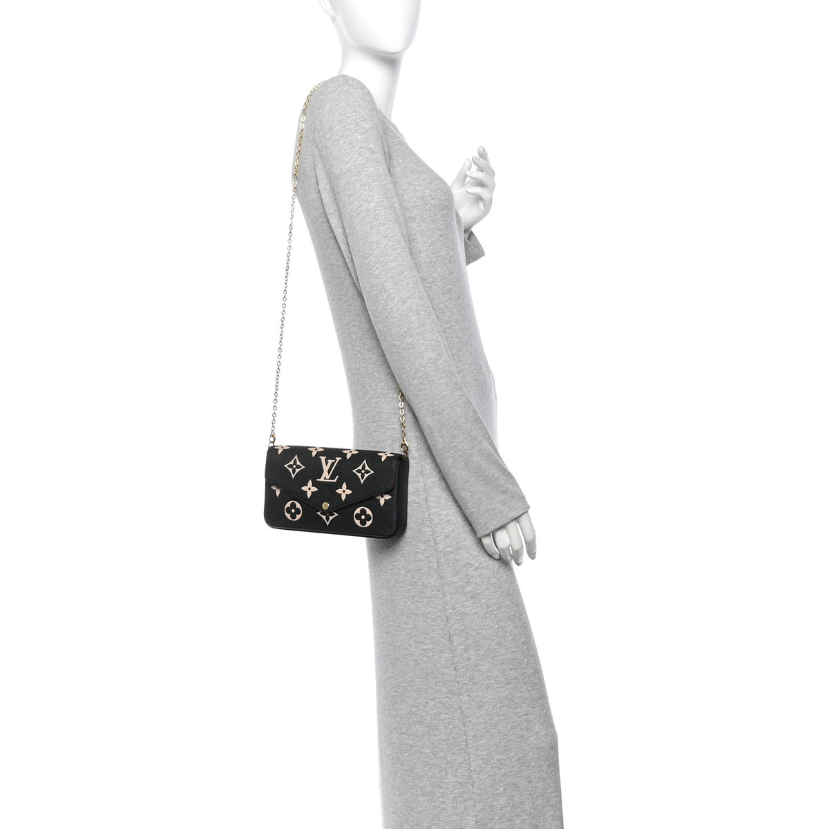 Louis Vuitton Empreinte Monogram Giant Felicie Pochette Black Beige 2 of 11