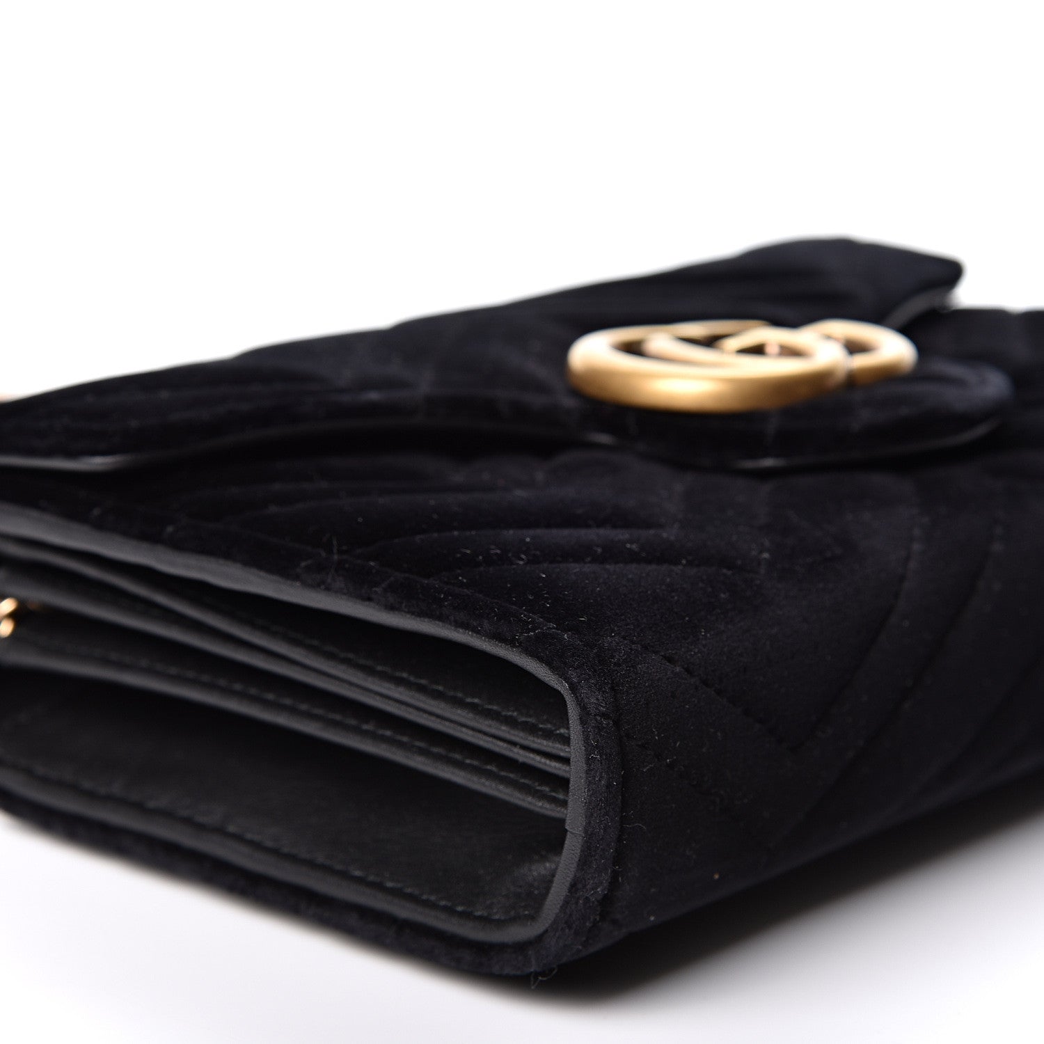Gucci Velvet Matelasse GG Marmont Chain Wallet Black 7 of 9