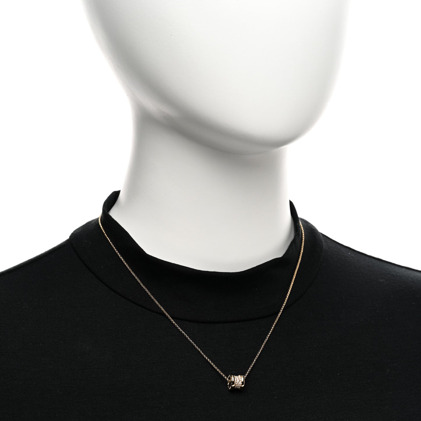 18K Yellow Gold Diamond Small B.Zero1 Pave Pendant Necklace