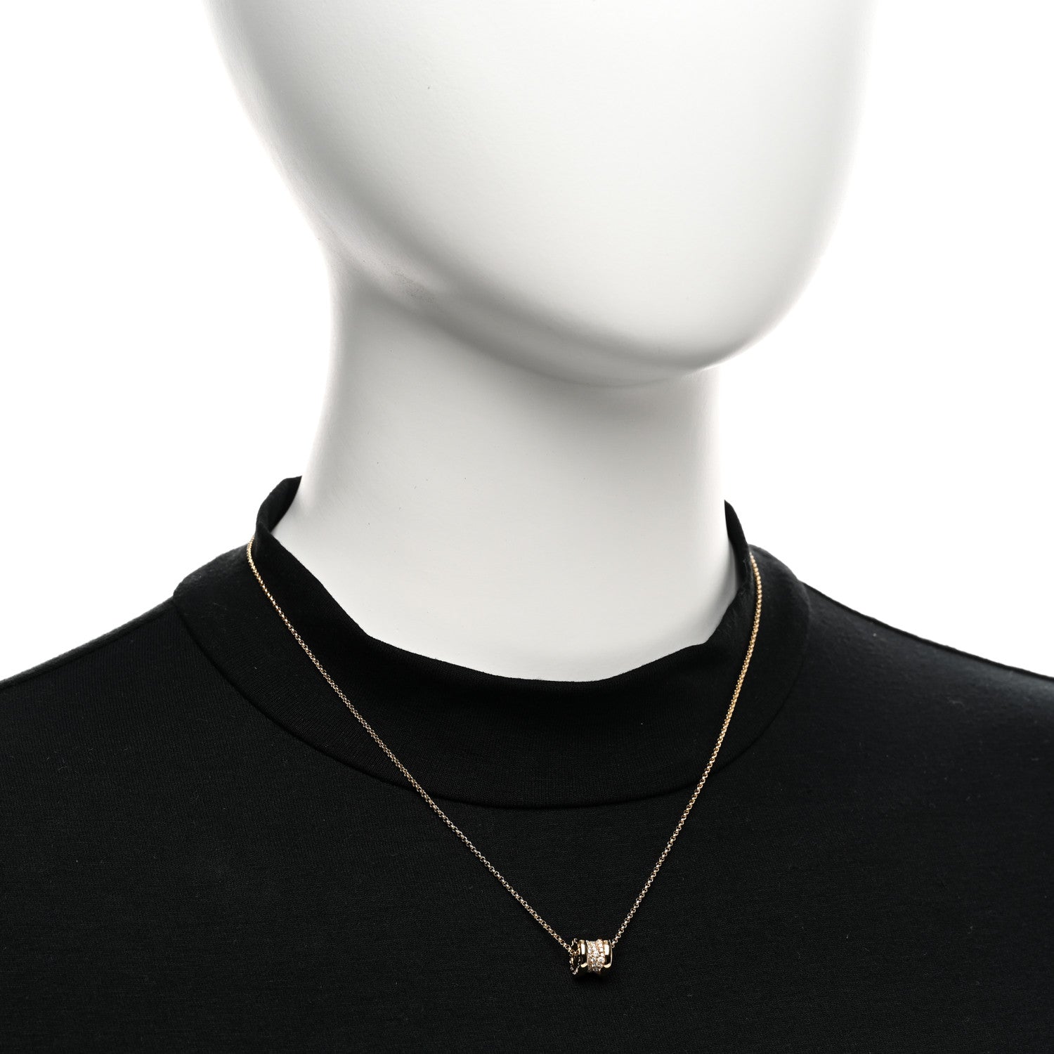 Bulgari 18K Yellow Gold Diamond Small B.Zero1 Pave Pendant Necklace 2 of 5