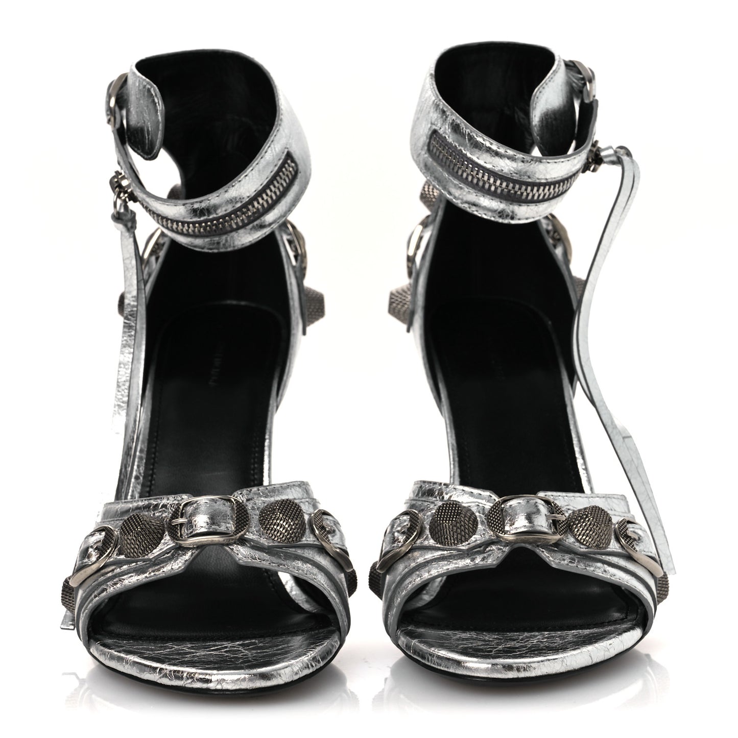 Metallic Agneau Arena Cagole 110mm Sandals 38 Silver 38 Silver