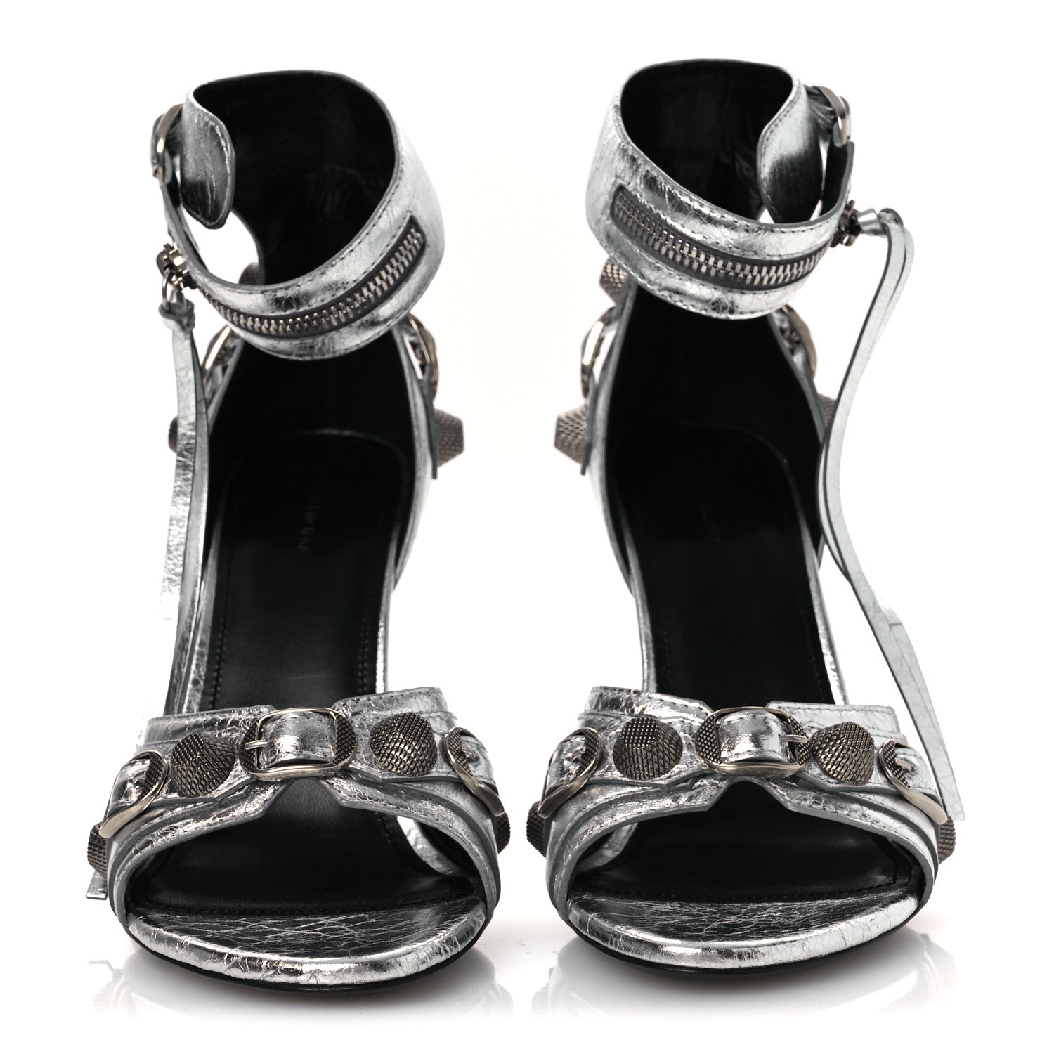 Balenciaga Metallic Agneau Arena Cagole 110mm Sandals 38 Silver 38 Silver 3 of 12