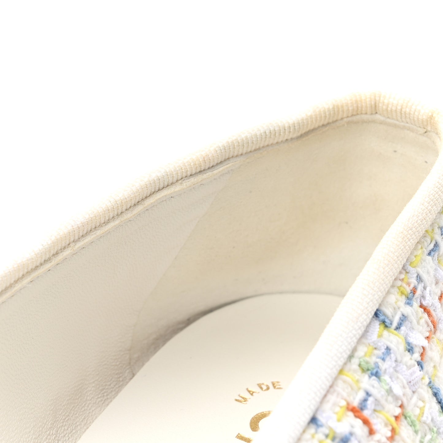 Tweed Grosgrain Cap Toe Ballerina Flats 37 White Multicolor 37.5 White Multicolor