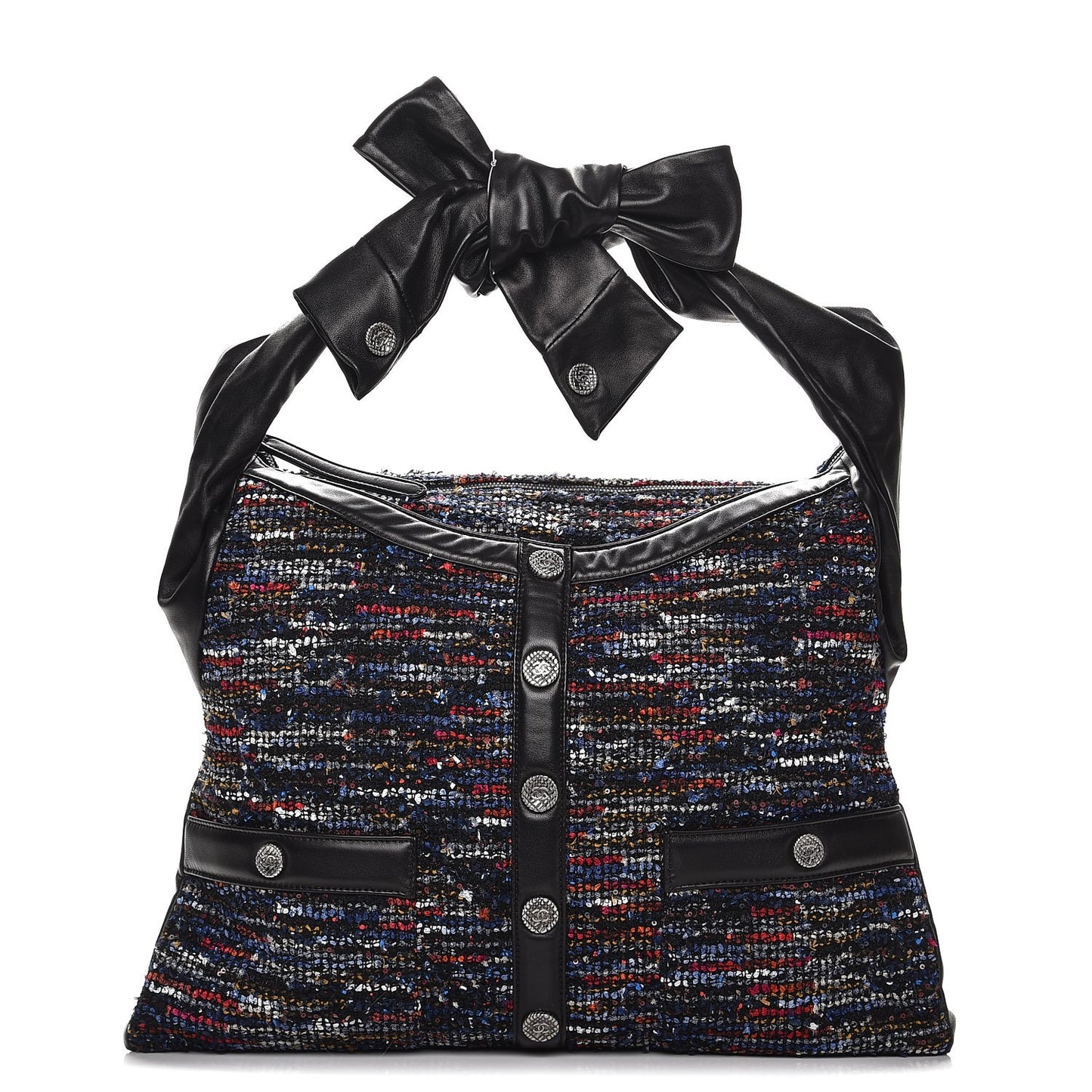Tweed Lambskin Large Girl Bag Multicolor Black