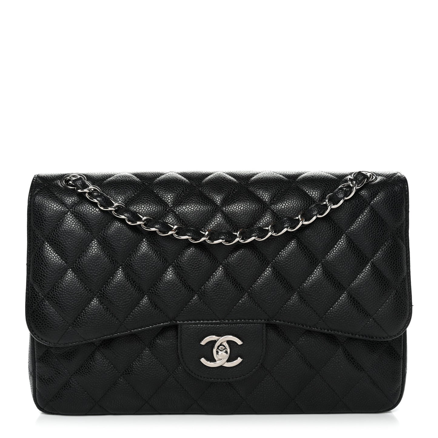 Caviar Quilted Jumbo Double Flap Black