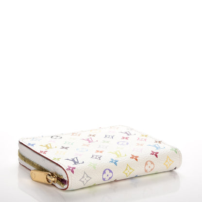 Louis Vuitton Monogram Multicolor Zippy Coin Purse Wallet White Litchi 4 of 7