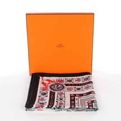 Hermes Silk Ors Blues d'Afrique Scarf 90 Noir Gris Rouge 8 of 8
