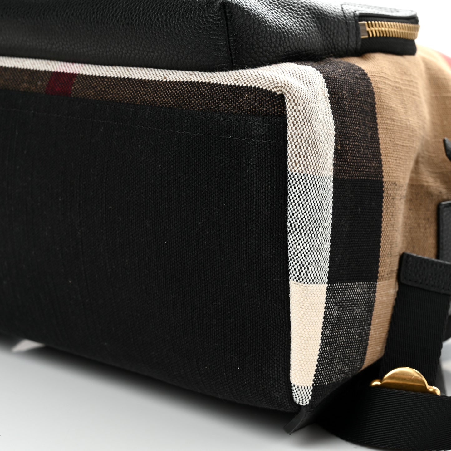 Mega Check Calfskin Abbeydale Simple Backpack Black Camel