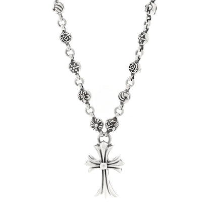 Chrome Hearts Sterling Silver Cross Pendant Ball Chain Necklace 1 of 5