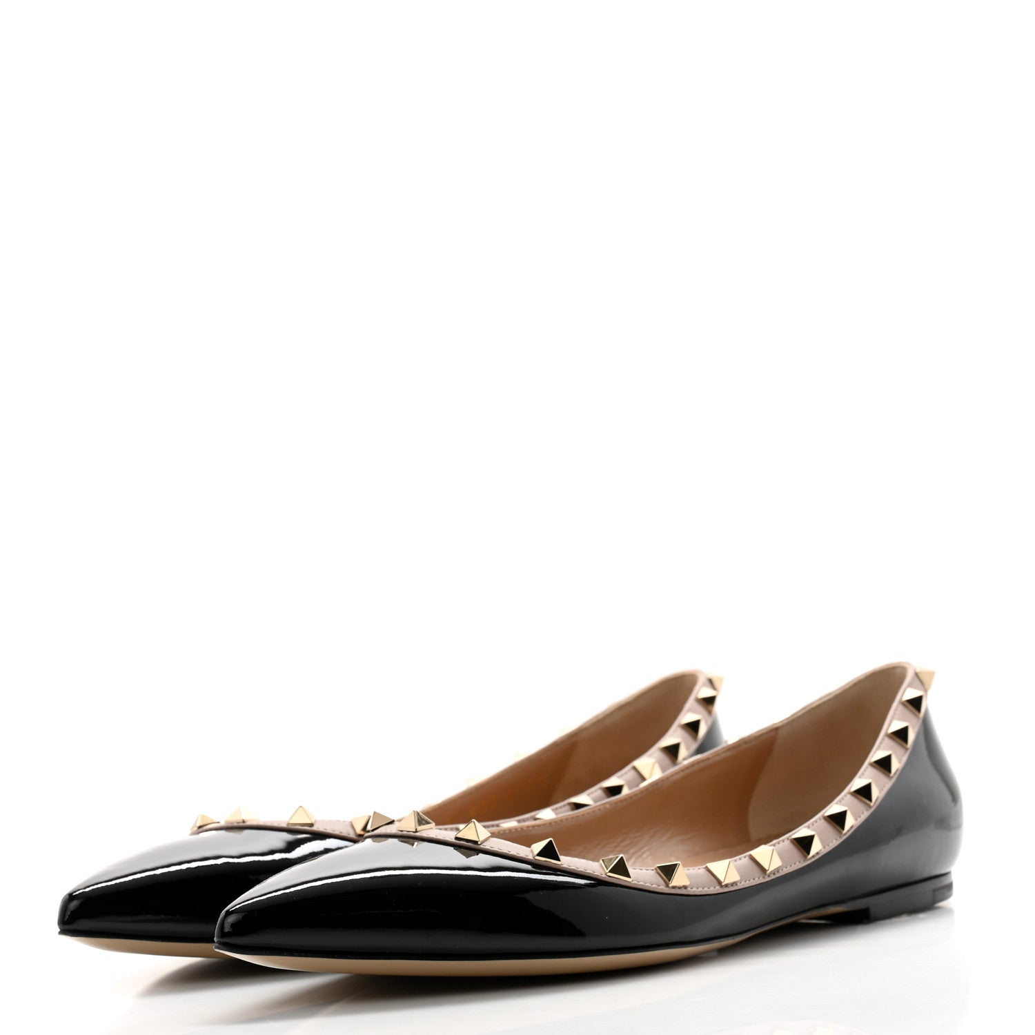 Valentino Garavani Patent Nappa Rockstud Ballerina Flats 41 Black Poudre 3 of 10