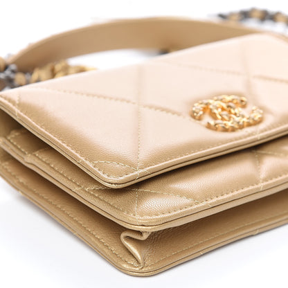 Chanel Metallic Goatskin Quilted 19 Wallet On Chain WOC Gold 8 of 13