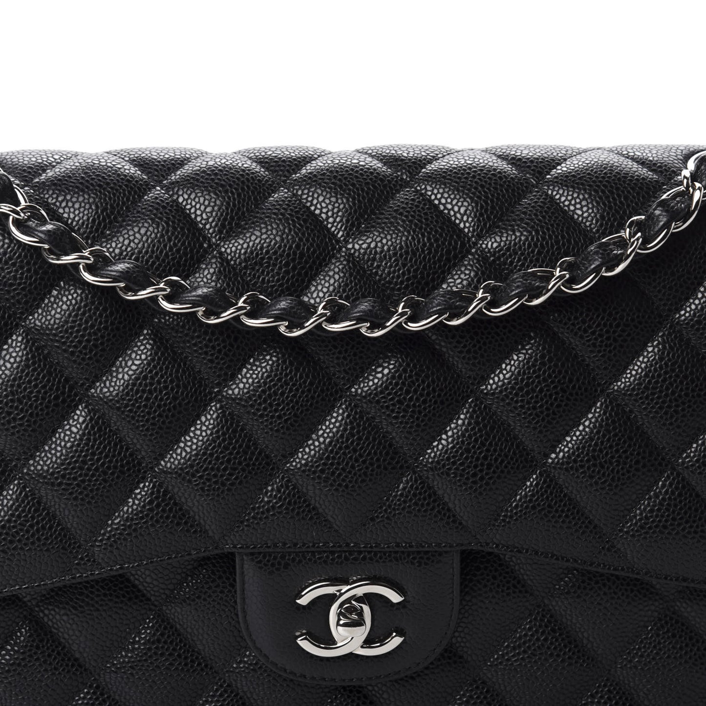 Caviar Quilted Jumbo Double Flap Black