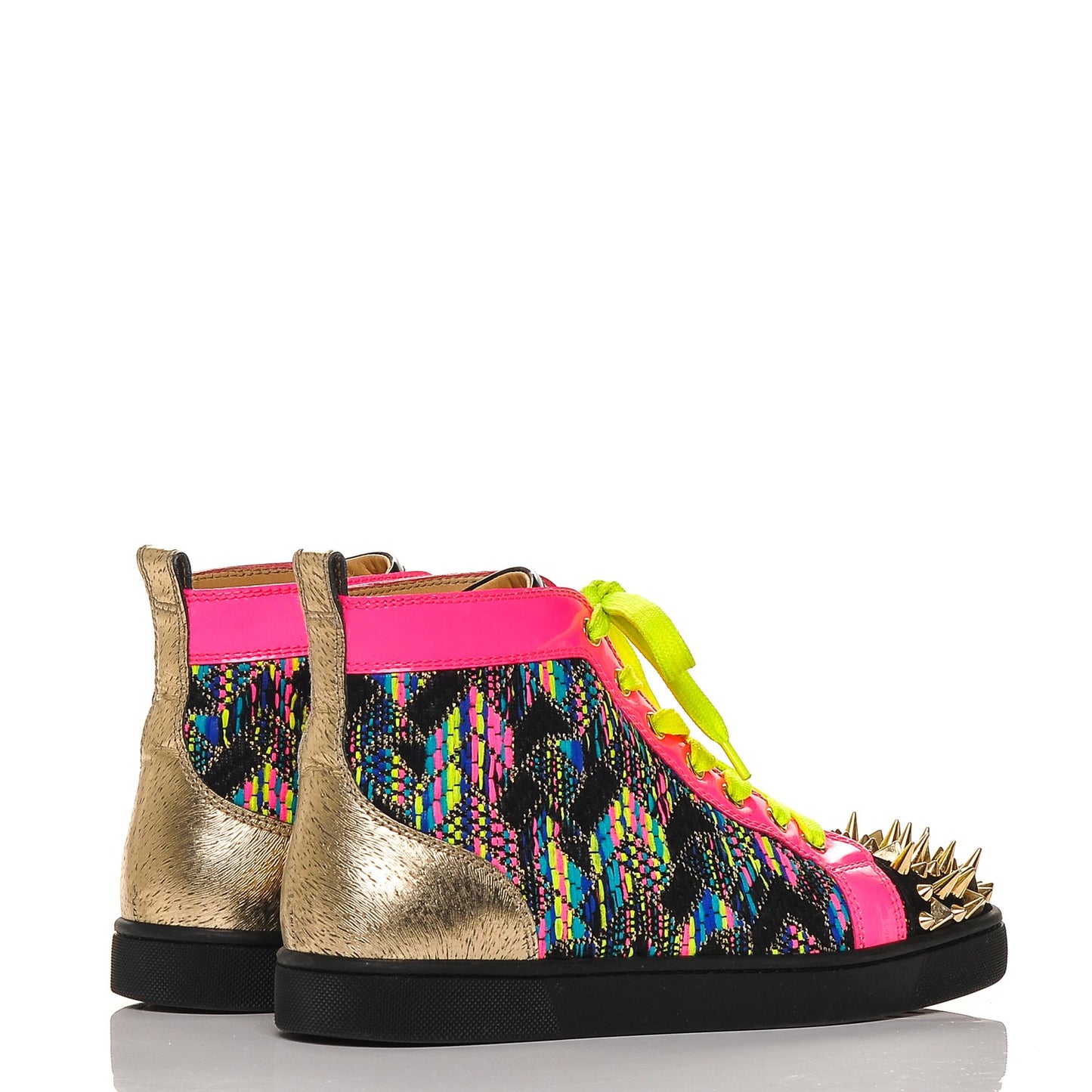 CHRISTIAN LOUBOUTIN Mens Tweed Patent Louis Pik Pik Orlato Flat Spikes Sneakers 39 Multicolor