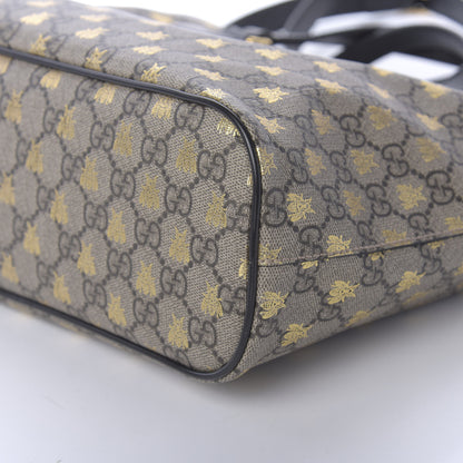 Gucci Soft GG Supreme Monogram Bees Small Crossbody Tote Beige Oro Black 6 of 9