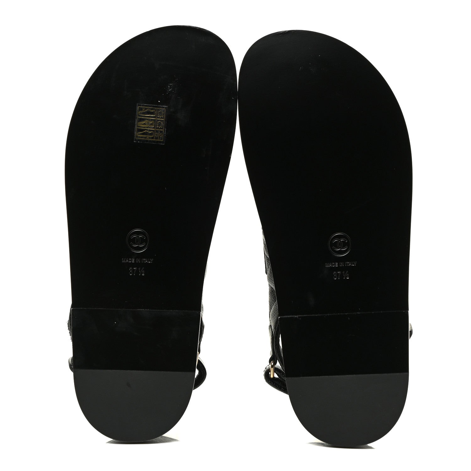 Chanel Grained Calfskin Velcro Dad Sandals 37.5 Black 5 of 11