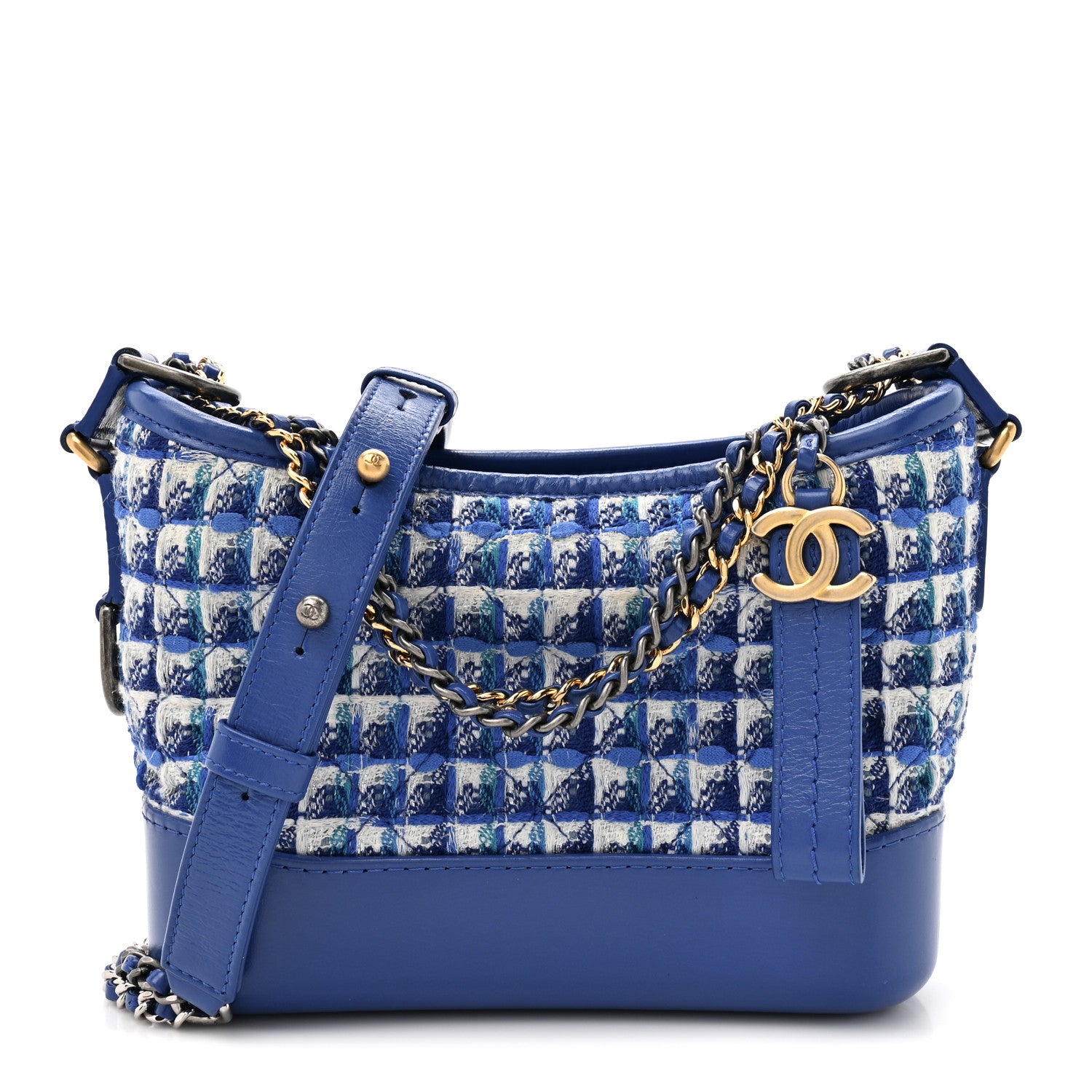 Chanel Tweed Calfskin Small Gabrielle Hobo Royal Blue 1 of 10