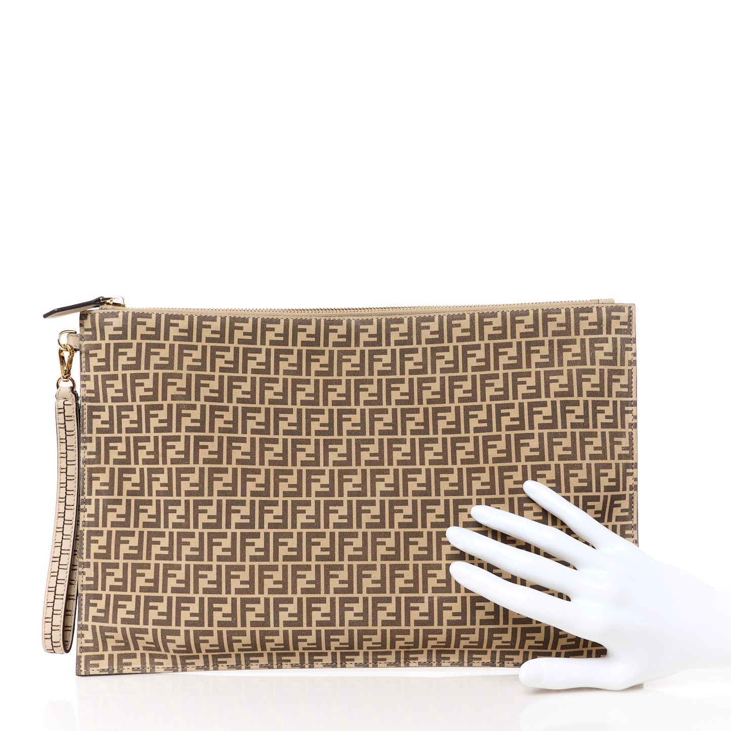 Suede Vitello Grace Micro FF Large Flat Pouch Nude Spring Maya