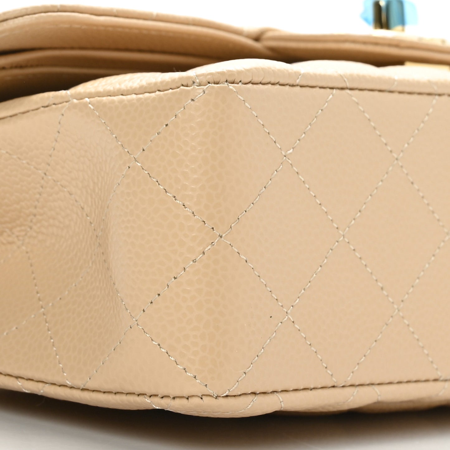 Caviar Quilted Small Double Flap Beige