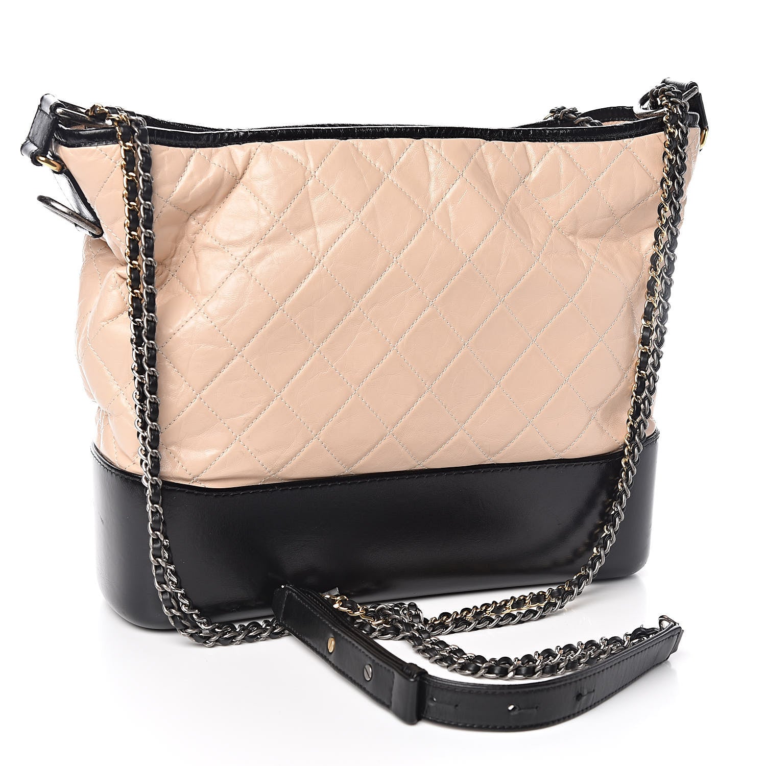 Chanel Aged Calfskin Quilted Large Gabrielle Hobo Beige Black 3 of 11