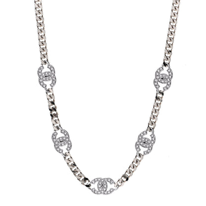 Chanel Ruthenium Crystal Chain CC Choker Silver 1 of 4