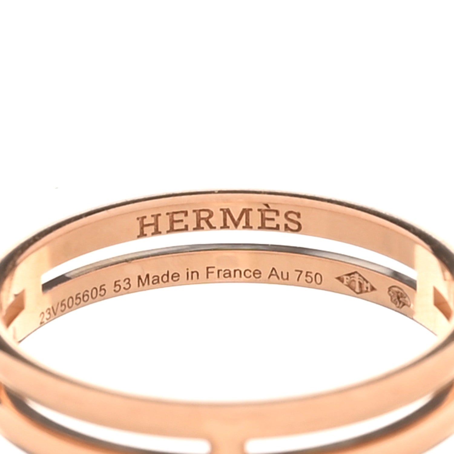 Hermes 18K Rose Gold Ariane Wedding Band Ring 53 6.5 4 of 4