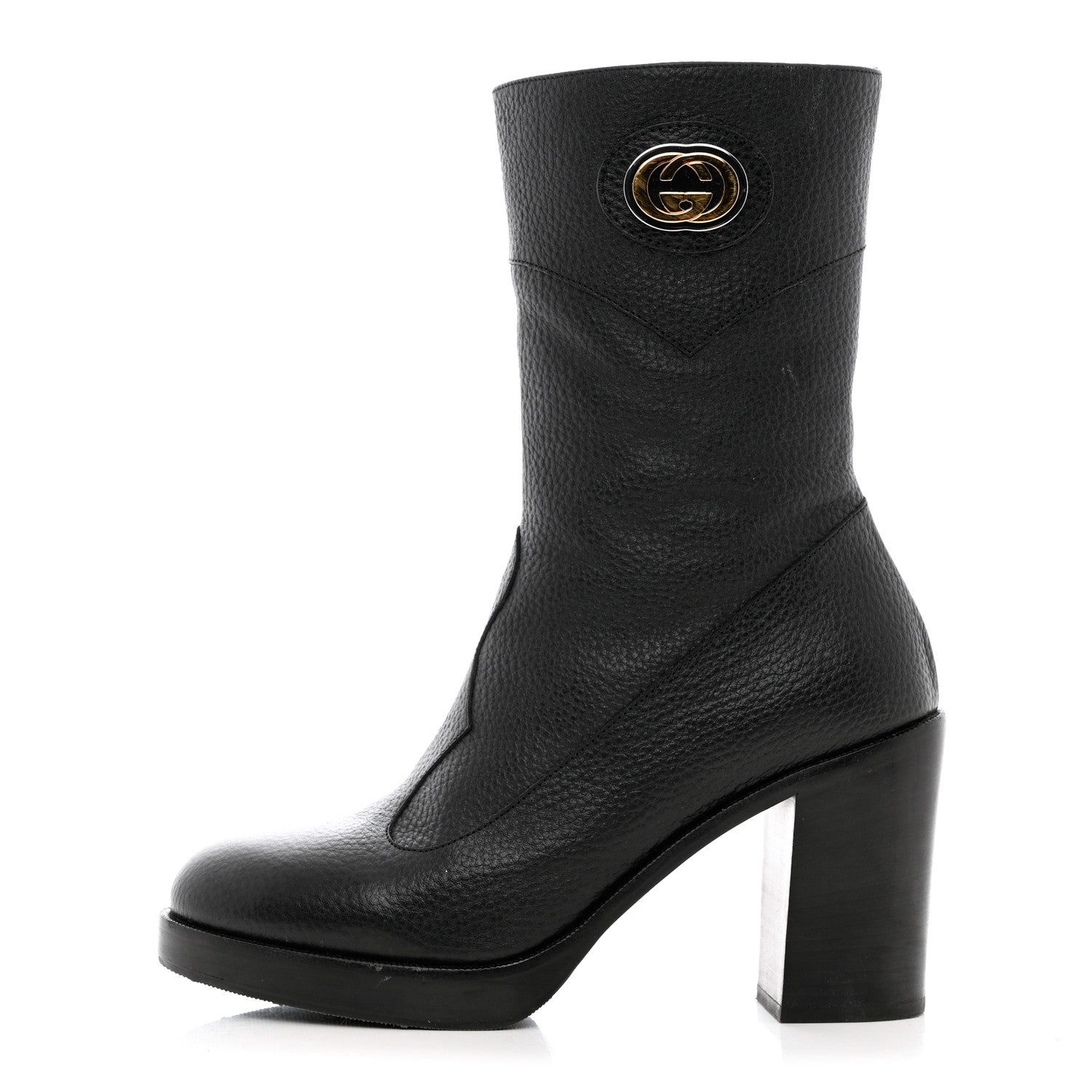 Gucci Austin Calfskin Interlocking G Ankle Boots 36.5 Black 1 of 16