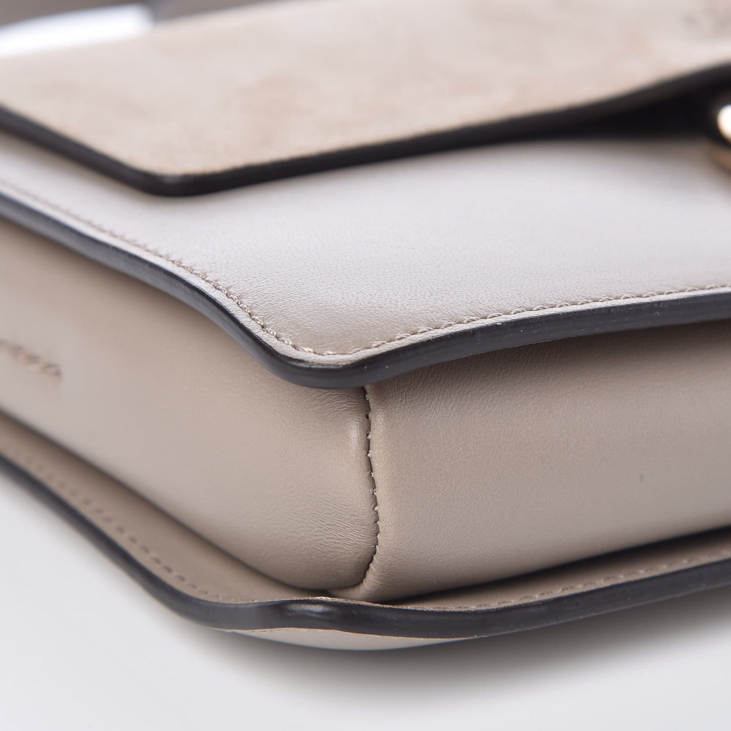 Suede Calfskin Small Faye Shoulder Bag Motty Grey