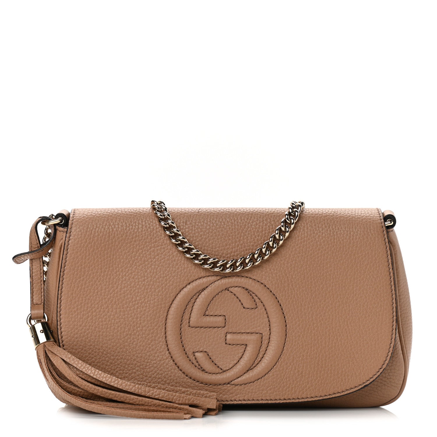 Gucci Pebbled Calfskin Medium Soho Flap Crossbody Camelia 1 of 12