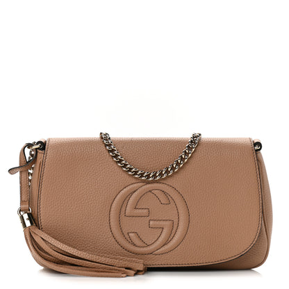 Gucci Pebbled Calfskin Medium Soho Flap Crossbody Camelia 1 of 12