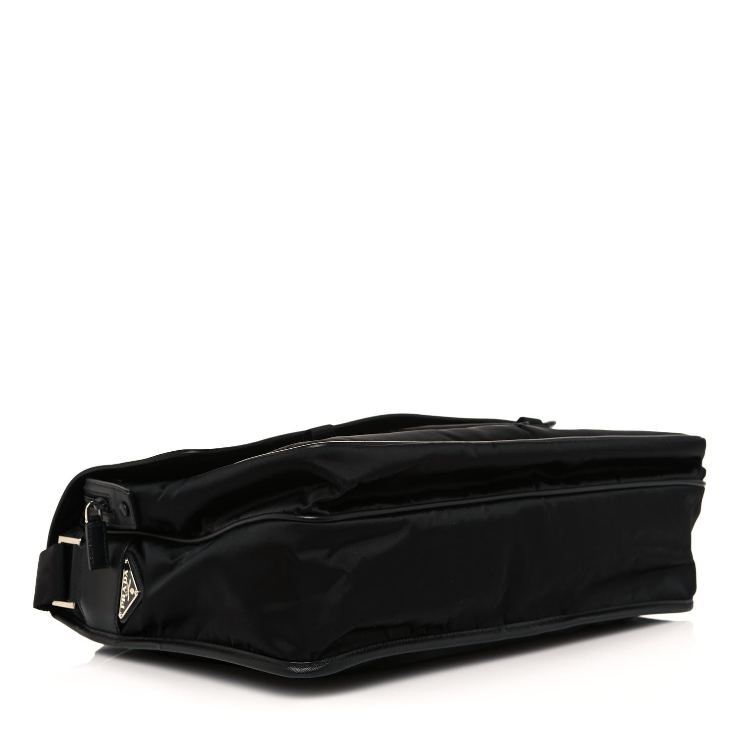 Prada Tessuto Nylon Saffiano Logo Messenger Bag Black 3 of 11