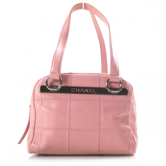Caviar Square Stitched Satchel Pink