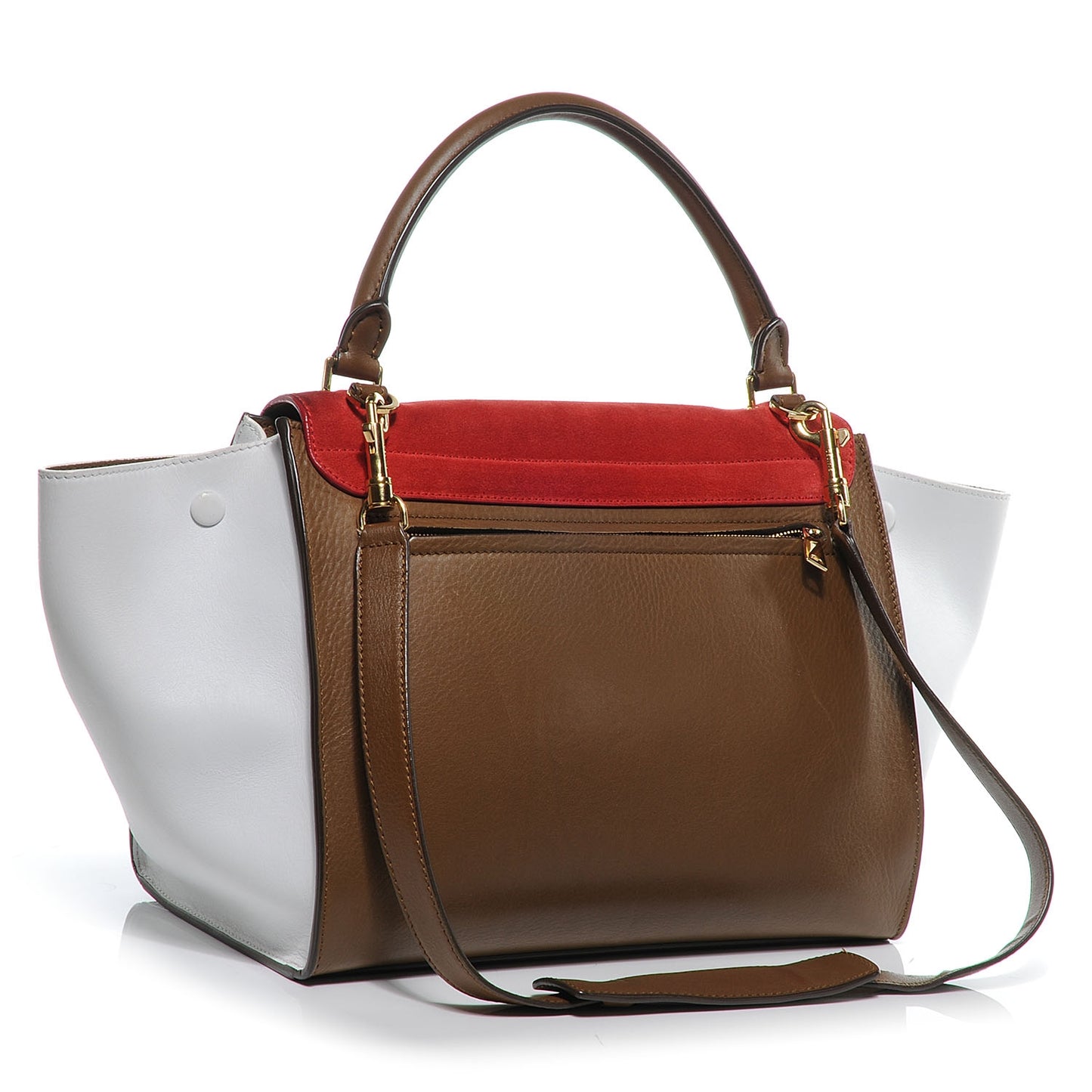 Calfskin and Suede Small Trapeze Tri-Color Vermillion