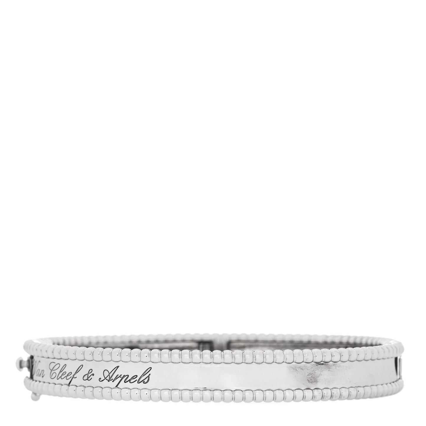 18K White Gold Perlee Signature Bangle Bracelet S