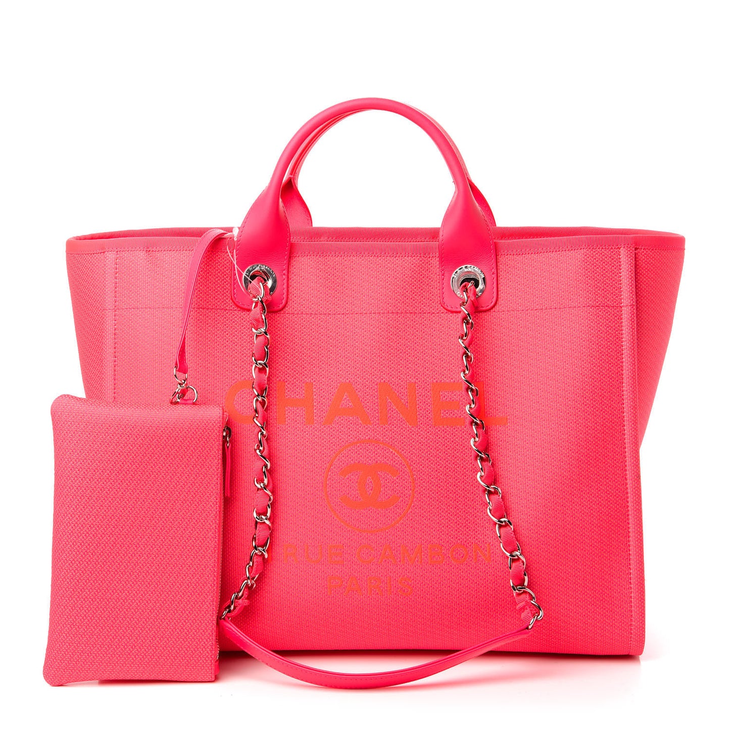 Mixed Fibers Calfskin Medium Deauville Tote Pink Orange
