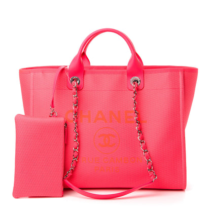 Chanel Mixed Fibers Calfskin Medium Deauville Tote Pink Orange 11 of 13
