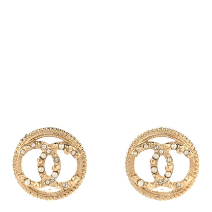 Chanel Pearl CC Round Earrings Gold 1 of 5