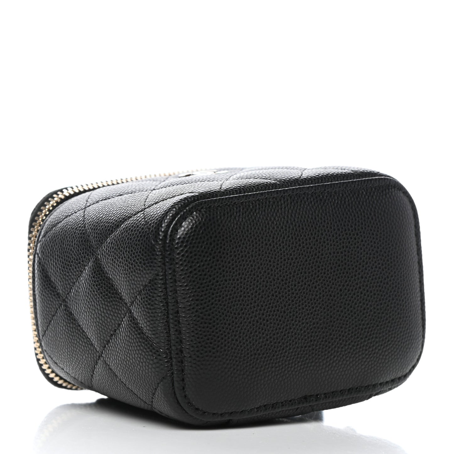 Caviar Quilted Mini Vanity Case With Chain Black