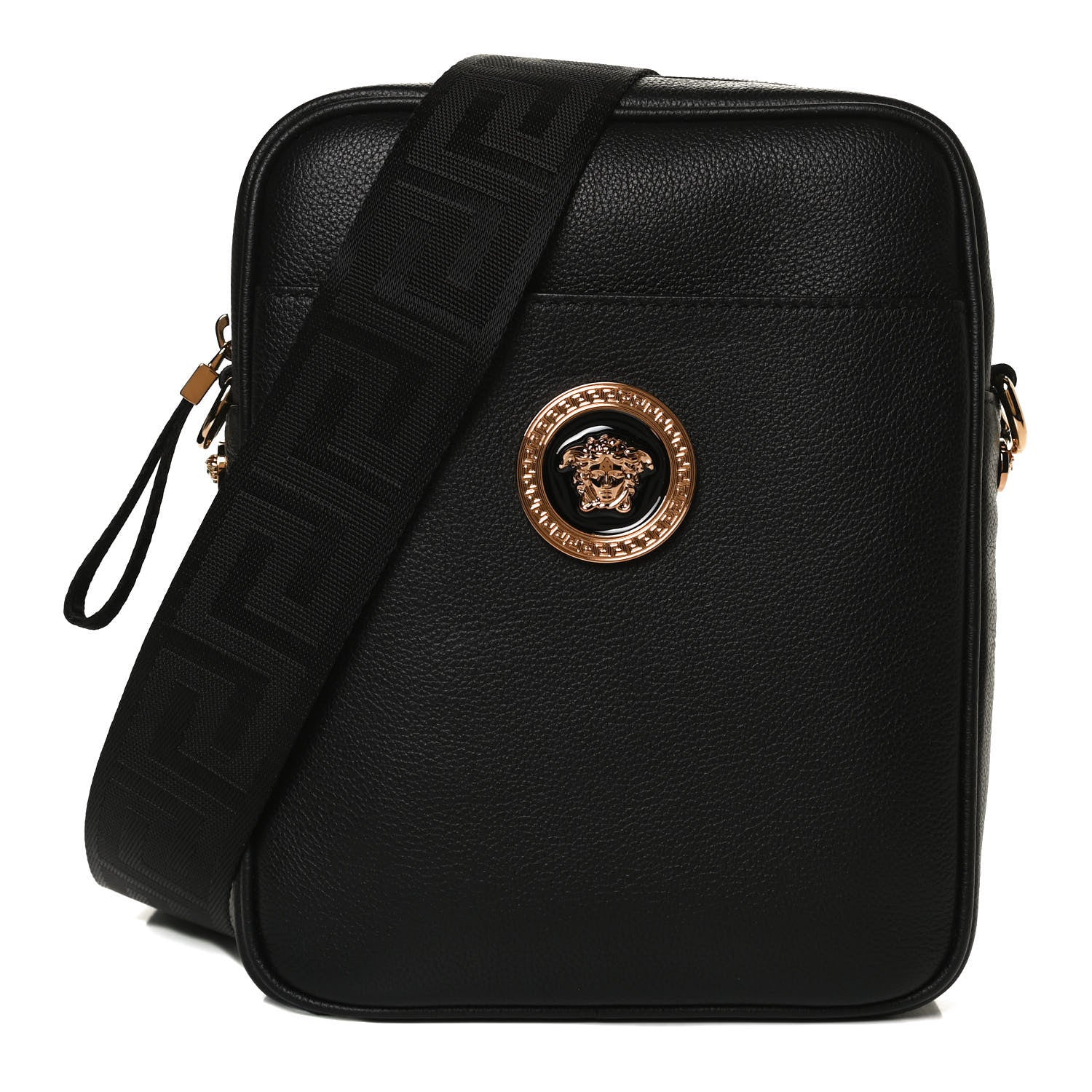 Versace Grained Calfskin Small Medusa Messenger Bag Black 1 of 13