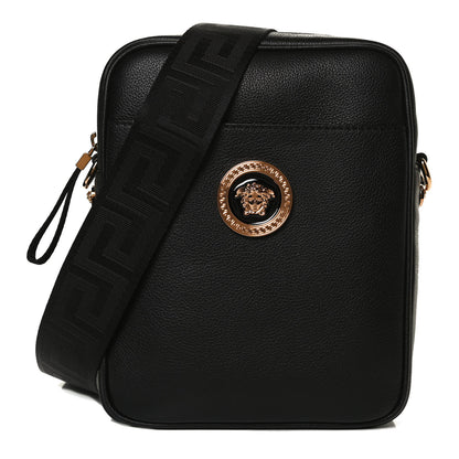 Versace Grained Calfskin Small Medusa Messenger Bag Black 1 of 13