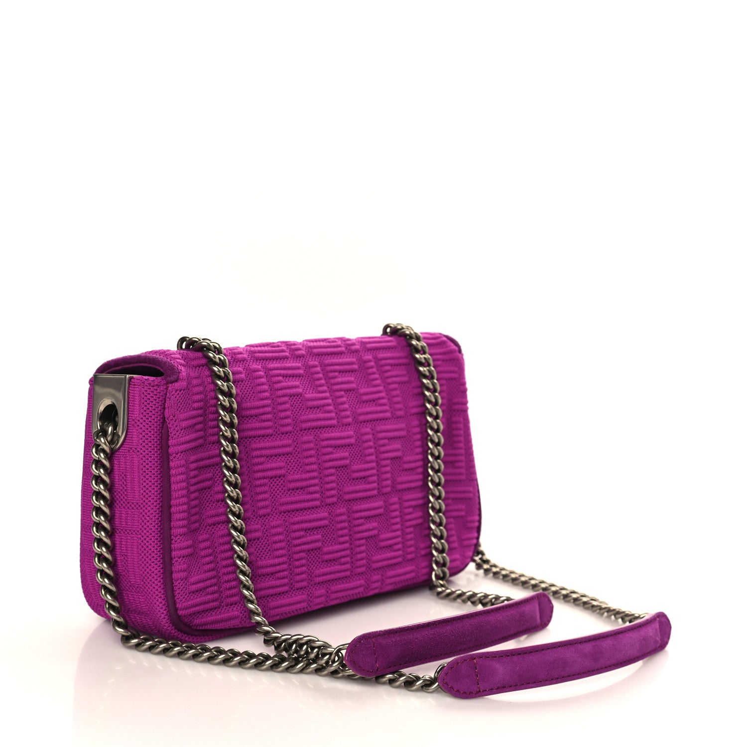 Fendi Technical Fabric FF Midi Chain Baguette Bouganville 3 of 8