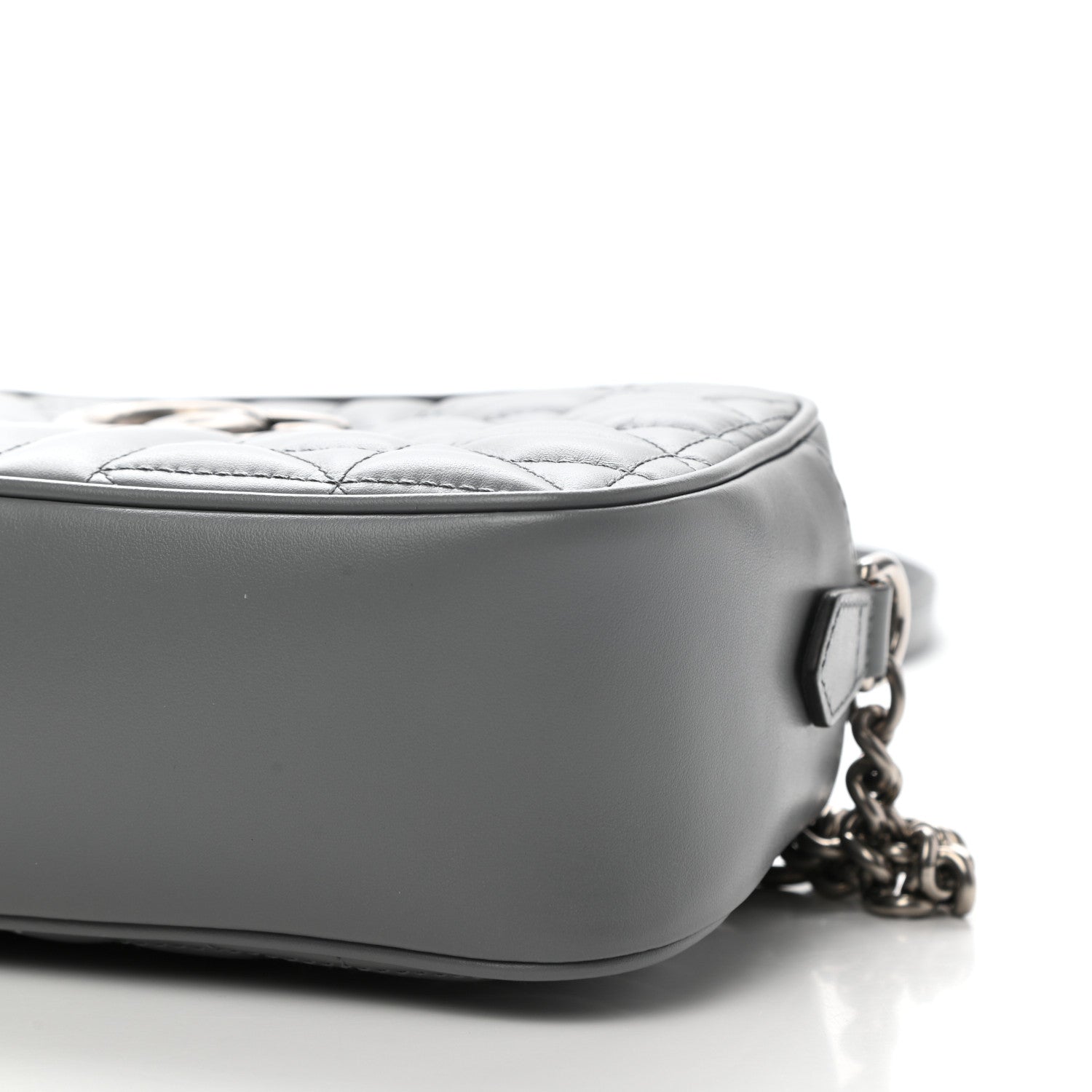 Gucci Calfskin Matelasse Aria Small GG Marmont Chain Shoulder Bag Deep Grey 10 of 10