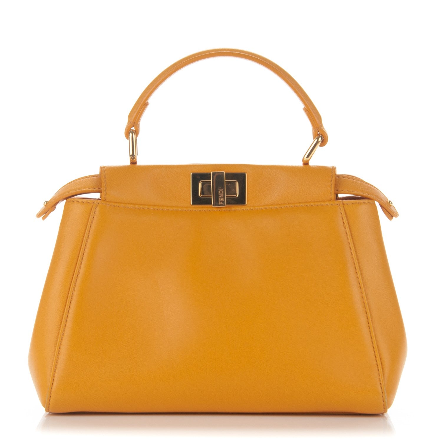Fendi Nappa Mini Peekaboo Iconic Satchel Giallo Syrup 1 of 8
