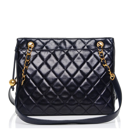 Chanel Lambskin Quilted Shoulder Bag Navy Blue 1 of 8